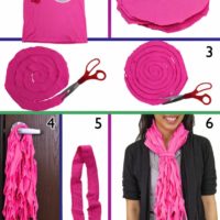 paso a paso para hacer un foulard con tiras de camiseta