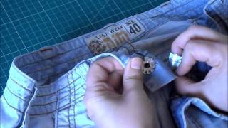 truco para cambiar el botón de un pantalón vaquero